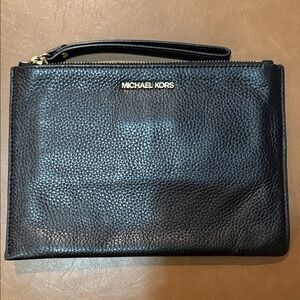Michael Kors Black Pebbled Leather Wristlet